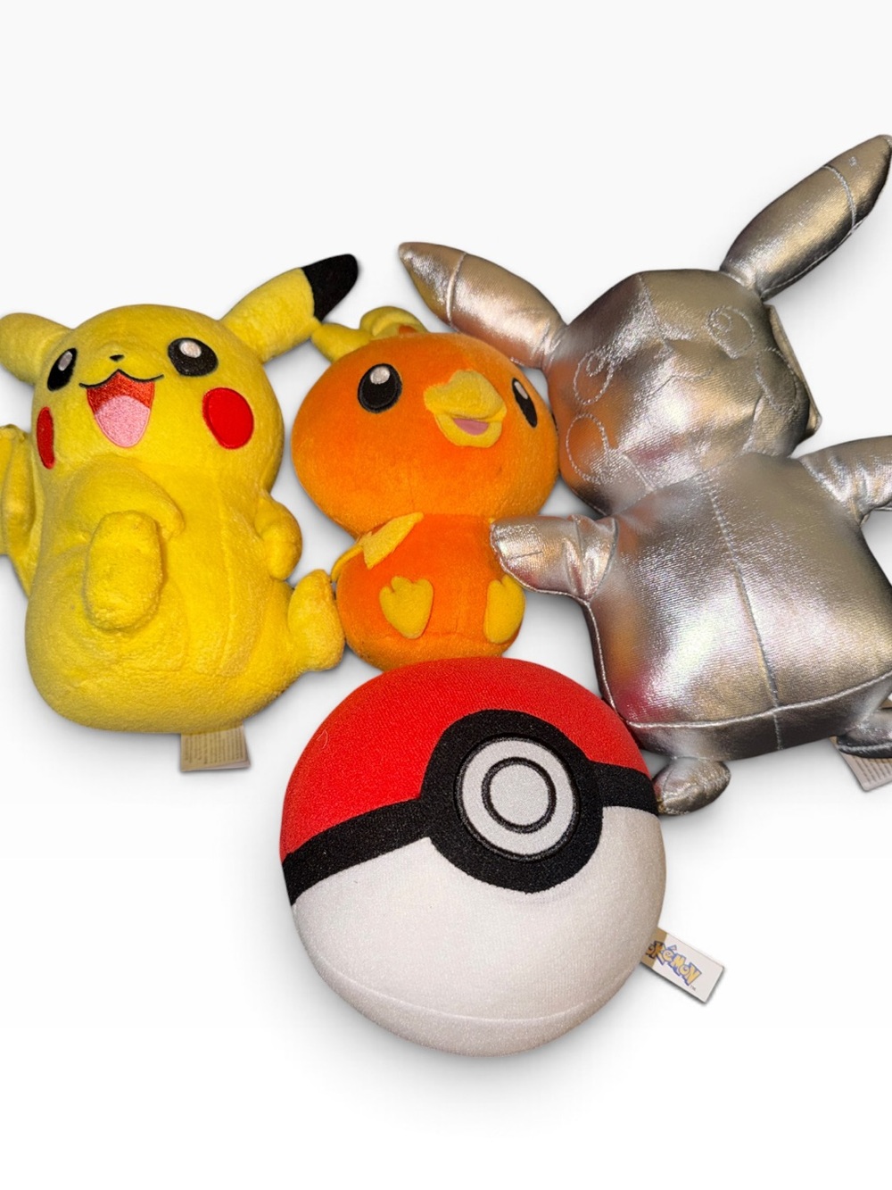Pokémon Plush Lot of 4- Pikachu, Silver Anniversary, Torchic, & Poke Ball